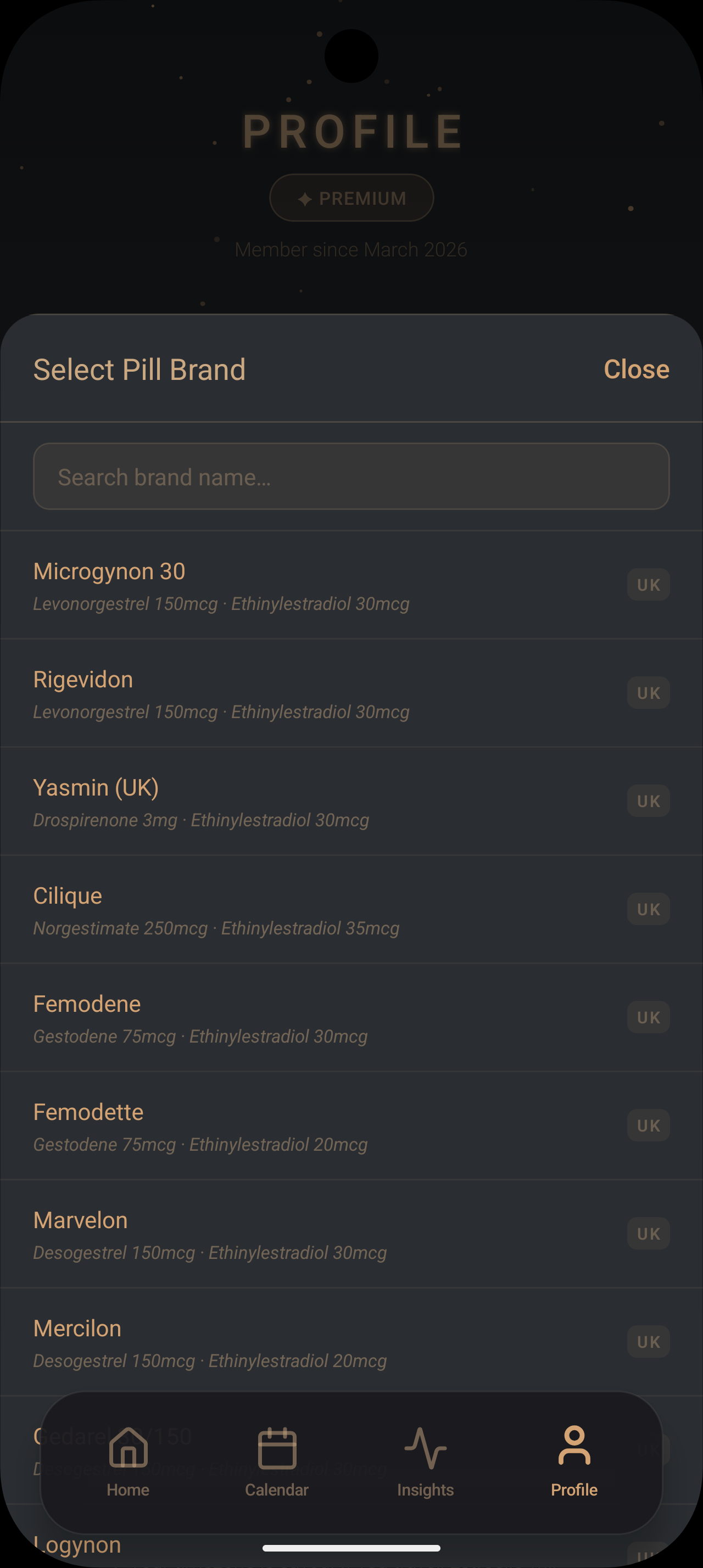 Estroclic pill brand database search screen